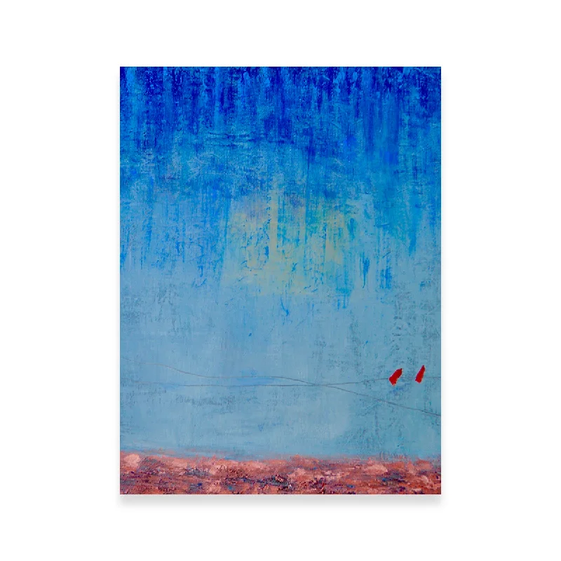 abstract tropical floral canvas art-Blue Rain