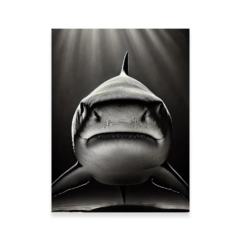 scenic geometric botanical canvas paintings-Bull Shark Head On