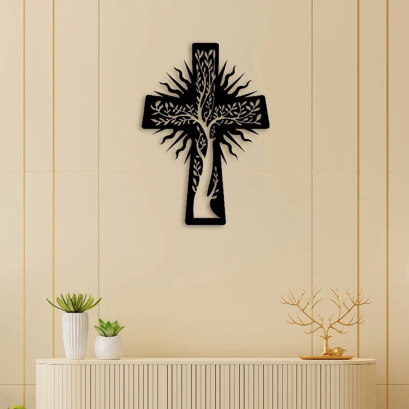 large modern geometric paintings-Christian Cross Symbol Metal Wall Art