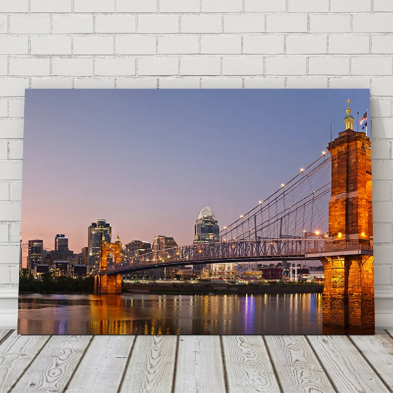 modern vintage tropical wall art-Cincinnati Skyline