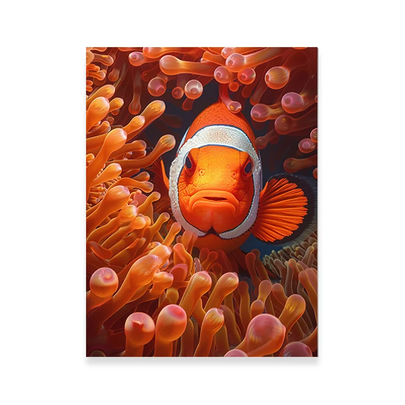 bold vintage tropical canvas paintings-Clown Fish