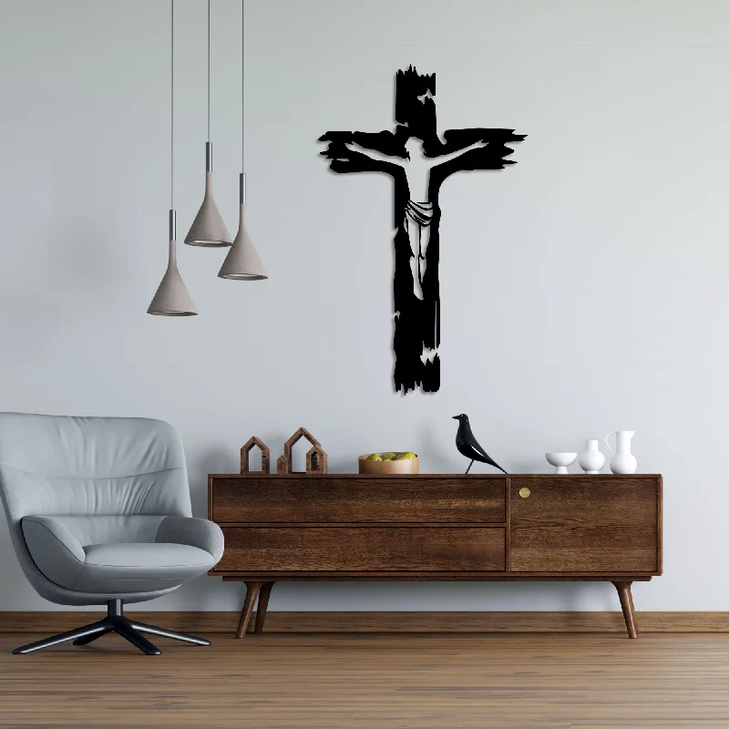 geometric abstract landscape wall art-Crucifix Metal Wall Art