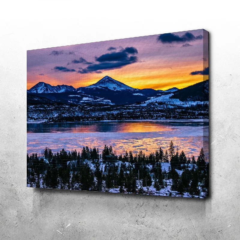 colorful vintage tropical paintings-Frozen Lake Canvas Set