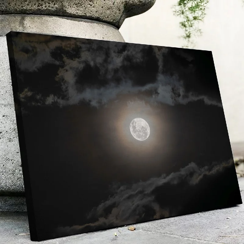 bold vintage tropical canvas paintings-Full Moon on a Cloudy Night