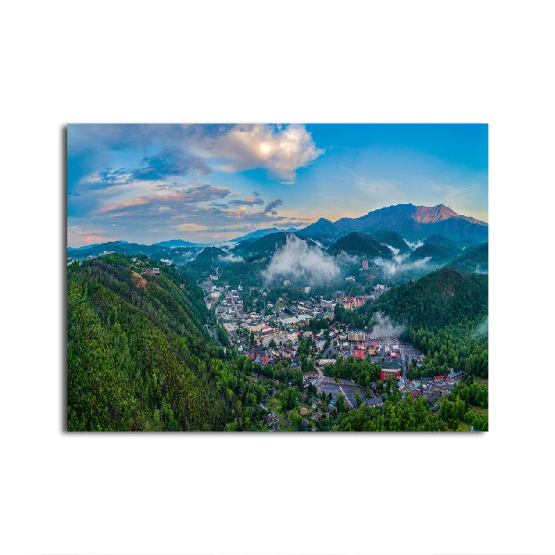 geometric botanical art wall paintings-Gatlinburg Aerial