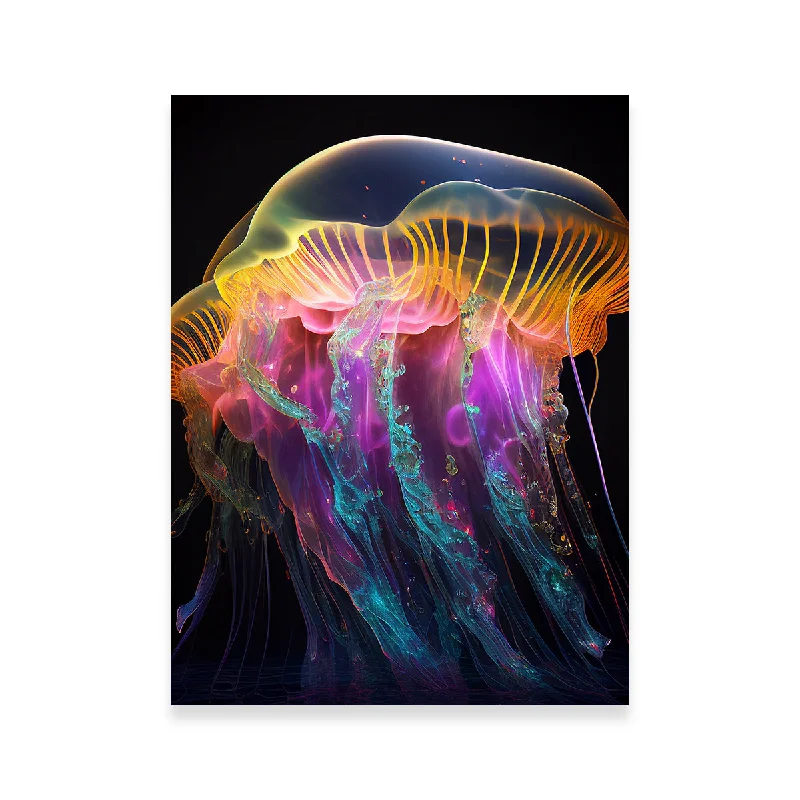 large coastal beach wall art paintings-Glowing Jellyfish