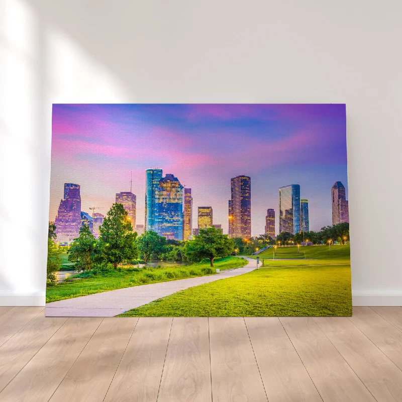 vintage retro floral wall art-Houston Cityscape