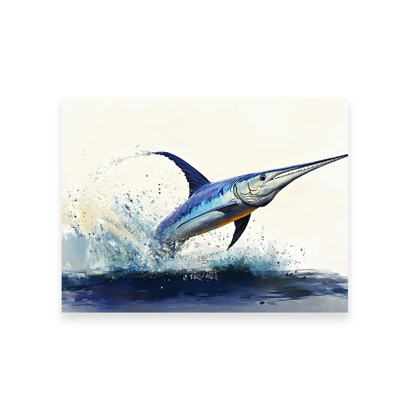 large geometric landscape canvas paintings-Jumping Swordfish