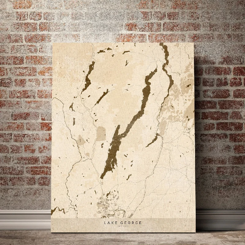 contemporary nature-inspired canvas art-Lake George Map