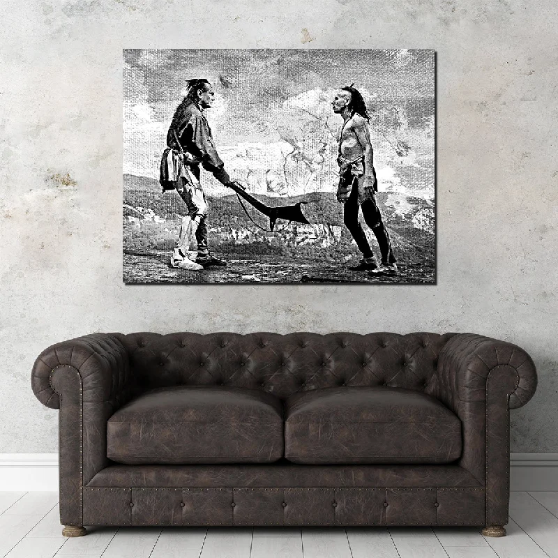 luxury geometric nature canvas paintings-Last of the Mohicans Grayscale