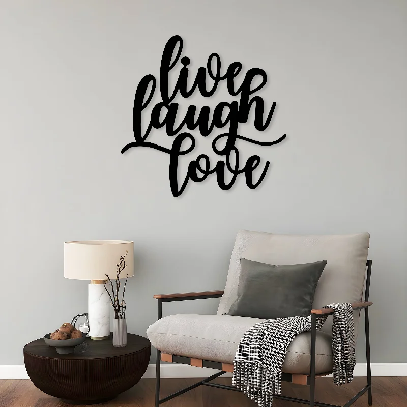 tropical floral geometric canvas wall art-Live Laugh Love Metal Wall Art