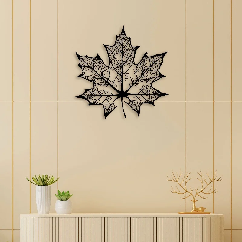 bold vintage geometric abstract paintings-Maple Leaf Metal Wall Art