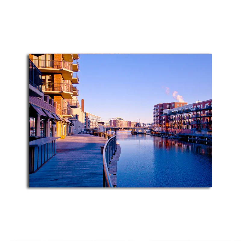 geometric modern landscape canvas art-Milwaukee Third Ward Riverwalk