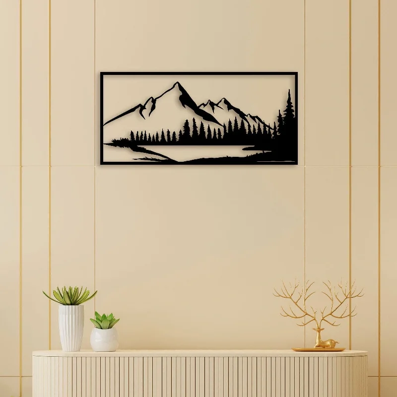 modern beach landscape canvas paintings-Mountain Scenery Metal Wall Art