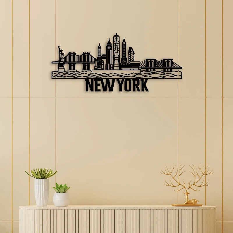 large modern tropical beach paintings-New York City Metal Wall Art