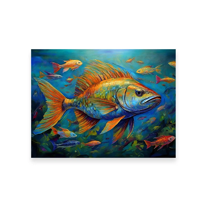 geometric large floral canvas paintings-Painting Art of Fish