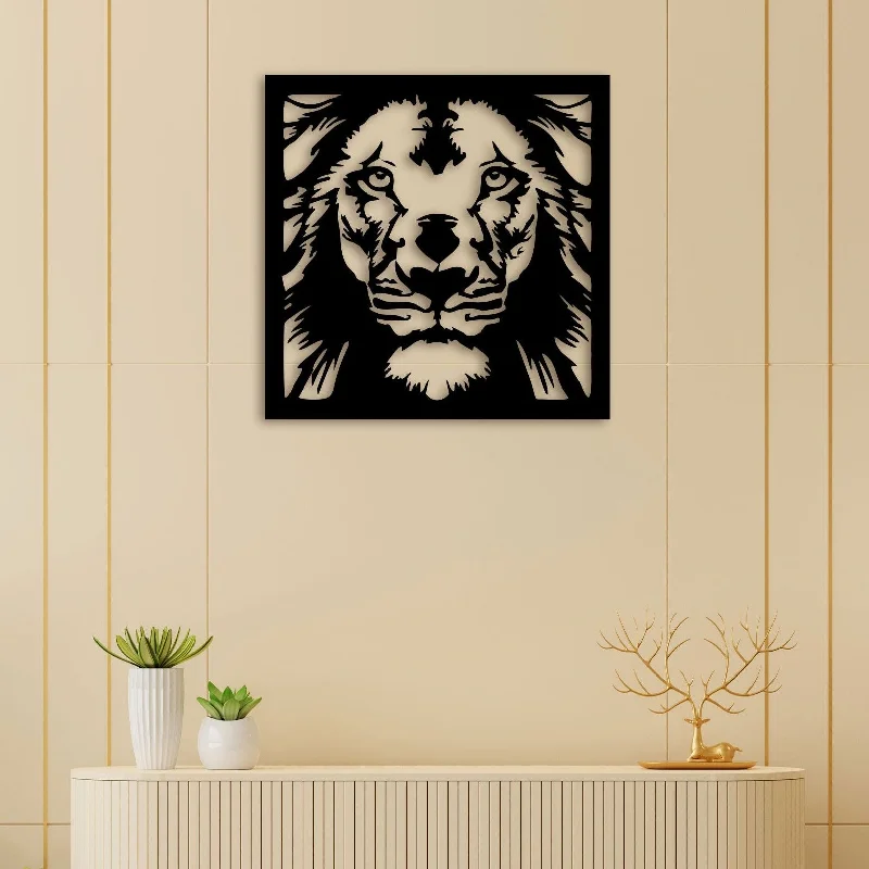 bold contemporary beach canvas paintings-Peaceful Lion Metal Wall Art