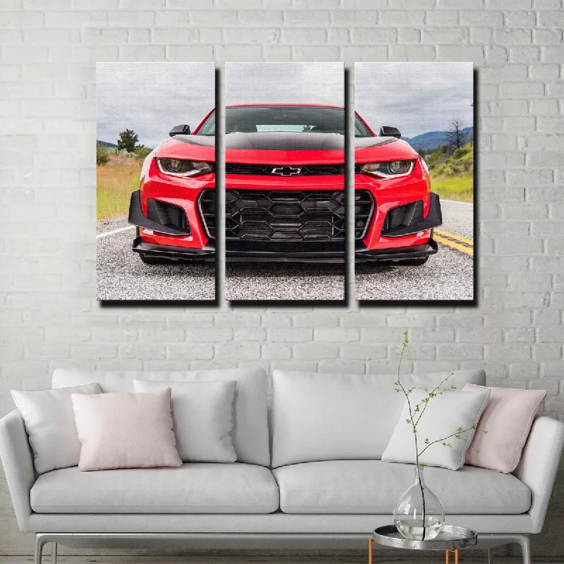 vibrant tropical landscape paintings-Red Camaro ZL1 Canvas Set