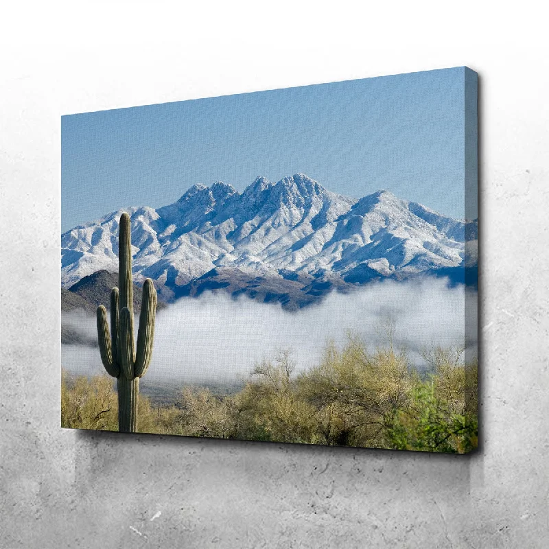 vintage coastal nature wall paintings-Saguaro and Four Peaks