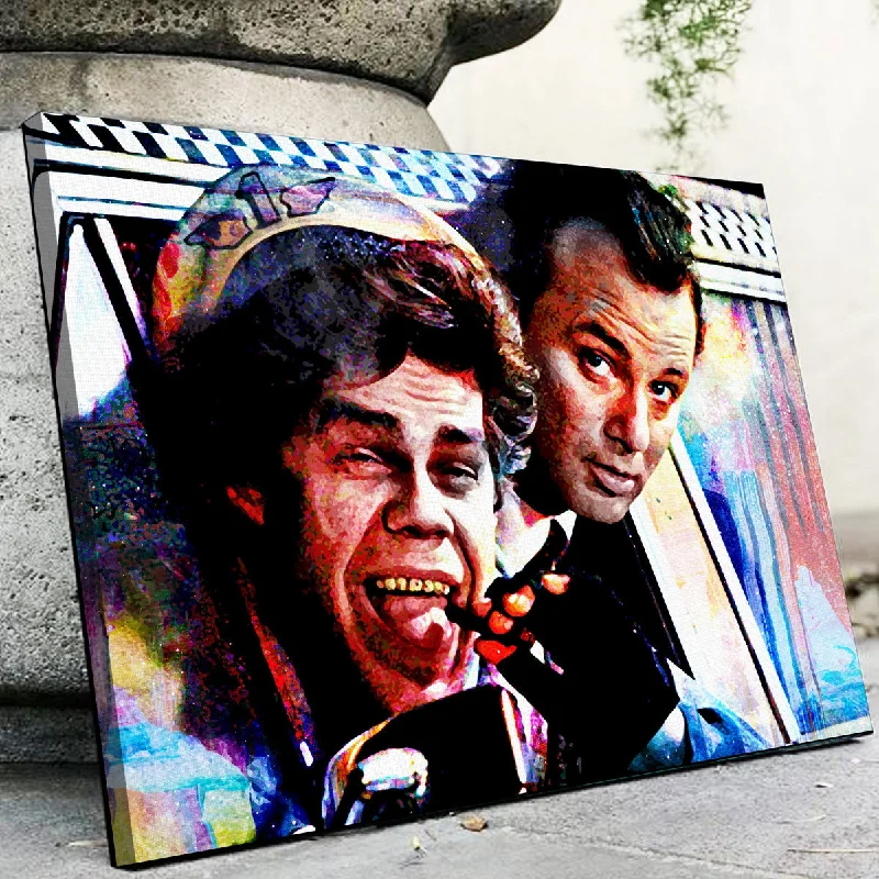 retro oversized cityscape paintings-Scrooged Canvas Set