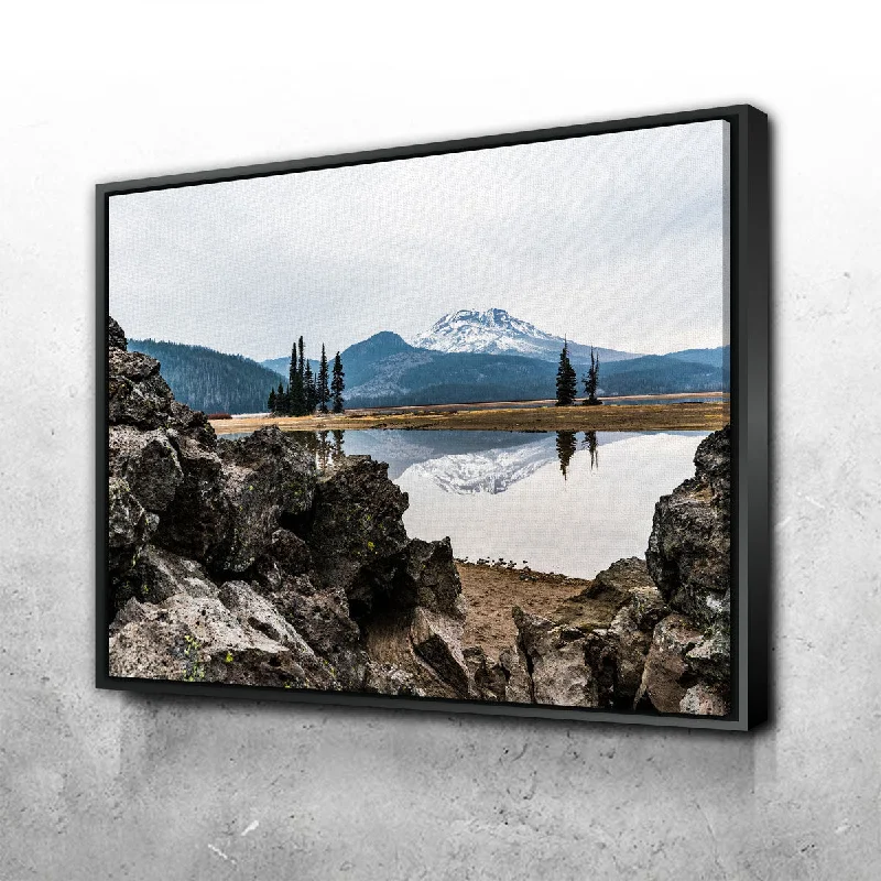 oversized floral nature wall paintings-South Sister Mountain - Sparks Lake