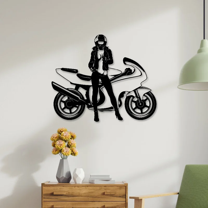 colorful abstract retro floral paintings-Sports Bike Metal Wall Art