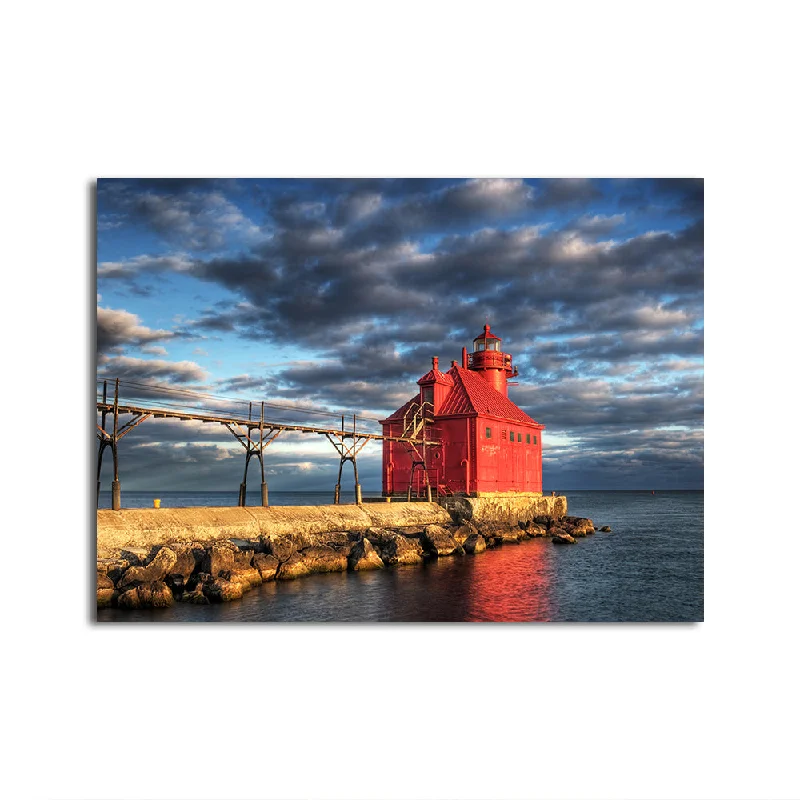 large geometric tropical canvas paintings-Sturgeon Bay Lighthouse