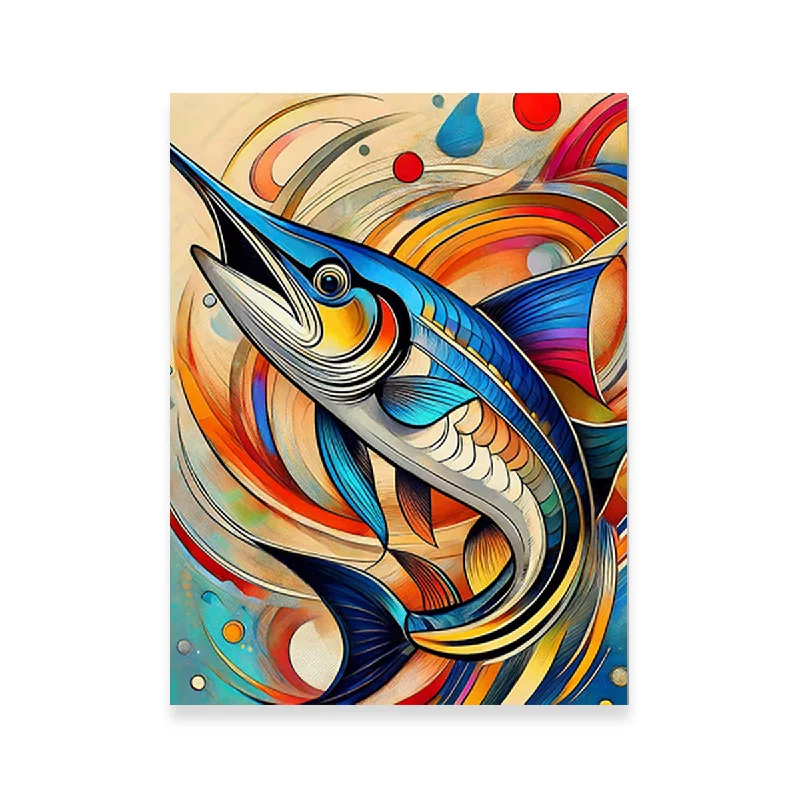 abstract vintage tropical wall paintings-Swordfish Art