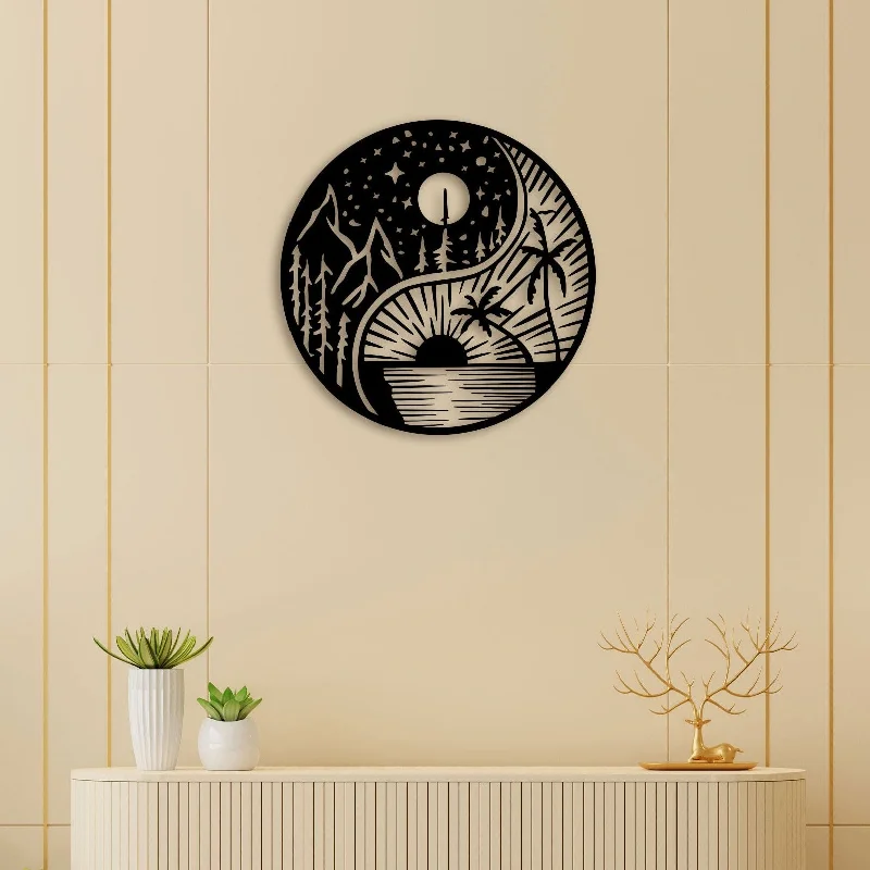 nature-inspired tropical beach paintings-Ultimate Sun And Moon Metal Wall Art