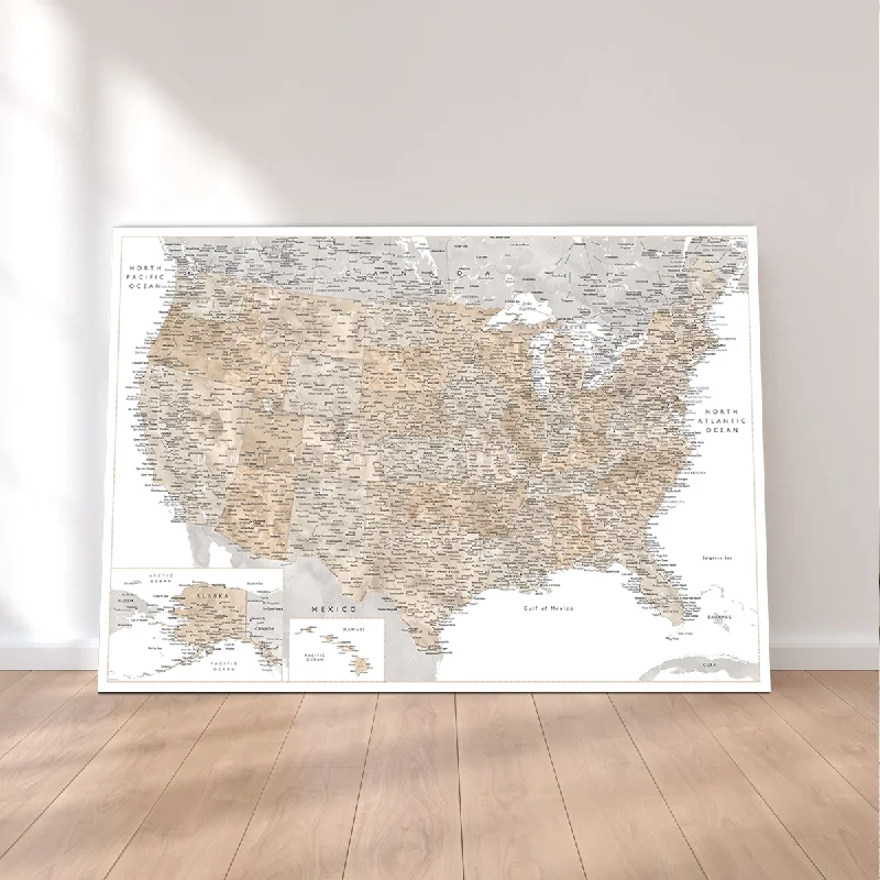 oversized botanical nature canvas paintings-US Map